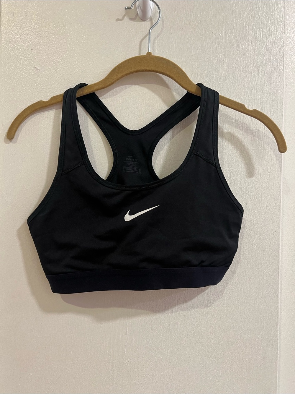 Nike Black Sports Bra with White Swoosh - Racerback